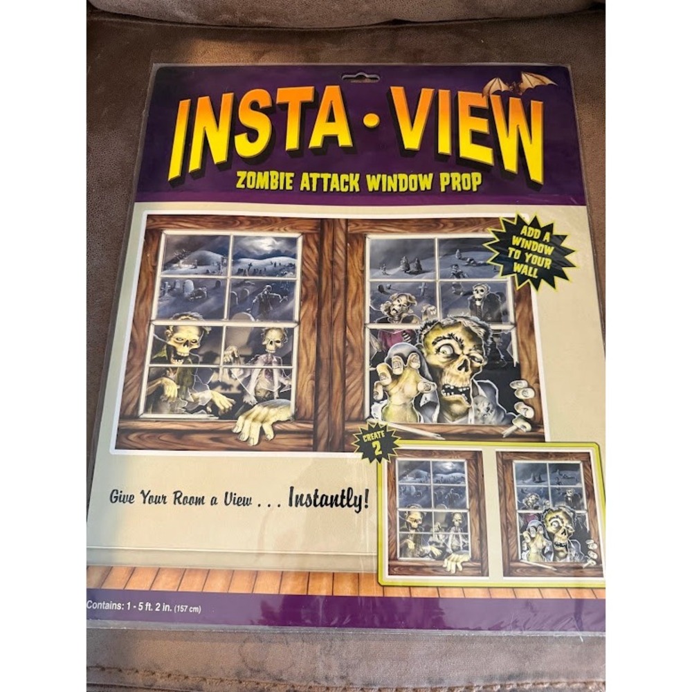 Beistle Insta-View Zombie Attack Window Prop Halloween Wall Decor 00918 NEW